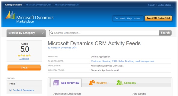 Download the Activity Feeds solution for Microsoft Dynamics CRM 2011 from the Dynamics Marketplace