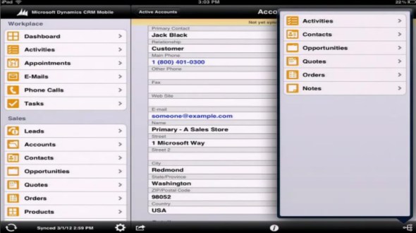 Microsoft Dynamics CRM Mobile iPad related records