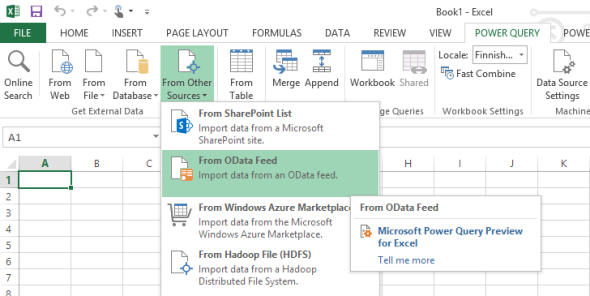 how to get power query in excel online