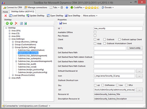 CRM_2015_Security_menu_Sitemap_Editor